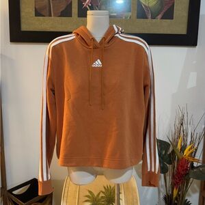 adidas Women's Post Game Cropped Sweatshirt Hoodie Orange Medium Long Sleeve